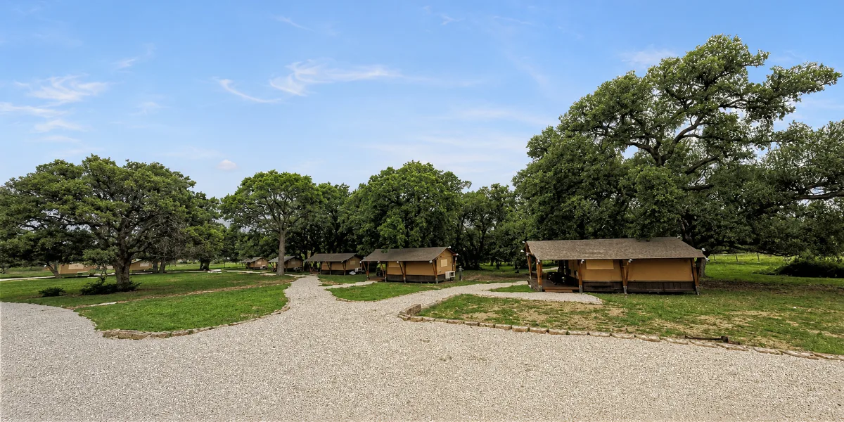 RV and glamping sites under the oaks