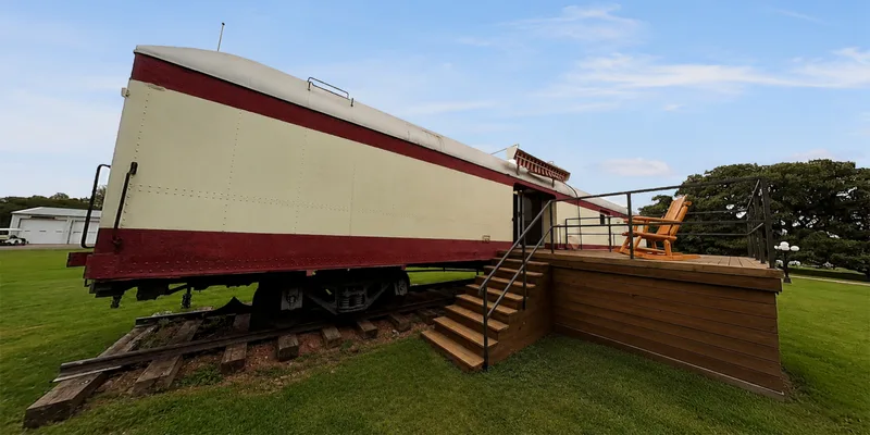 The vintage railcar cabin with rooftop deck