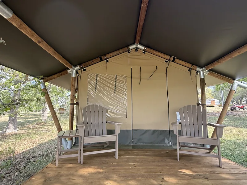 A safari tent porch